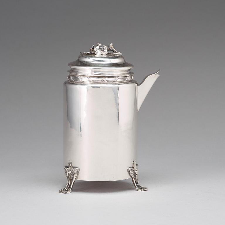 A Swedish 18th century silver coffee-pot, mark of Claes Ekman, Kristinehamn 1774.