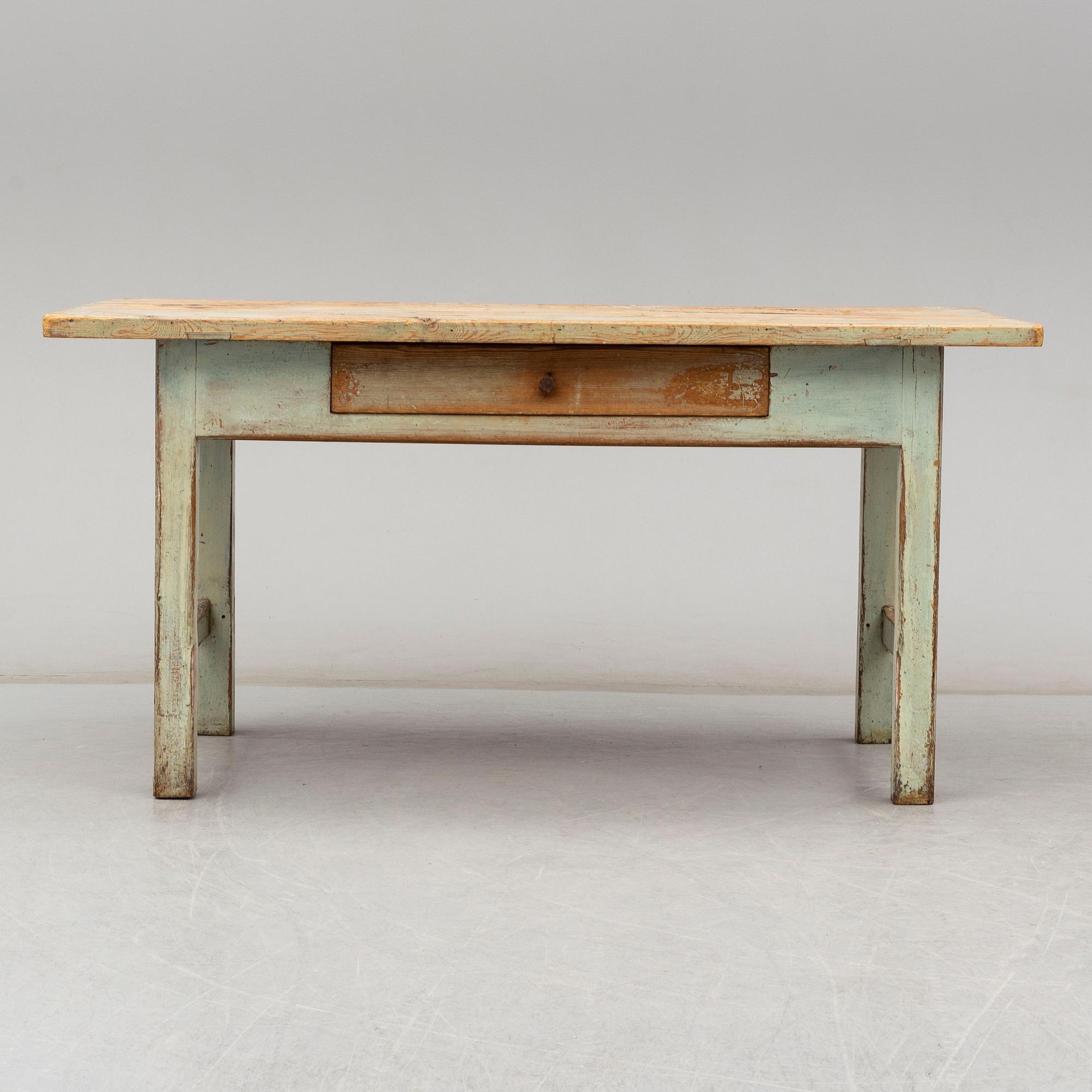 A painted pine table, Jämtland, 19th Century.