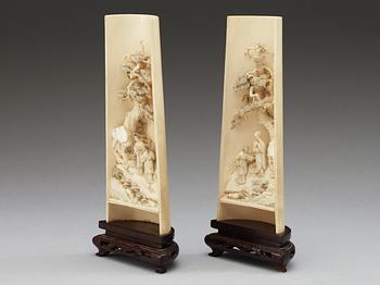 Two Chinese ivory wrist rests, early 20th Century.