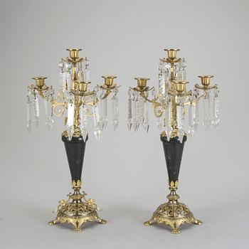 KANDELABRAR, ett par, Oscarianska, 1800-talets slut.