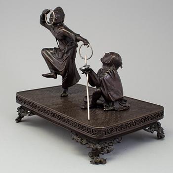 A Japanese bronze sculpture group, Meiji period (1868-1912).