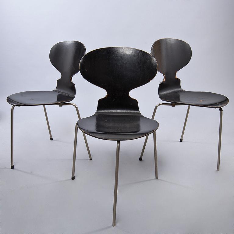 STOLAR, 3 st, "Myran", Arne Jacobsen, Fritz Hansen, Danmark.