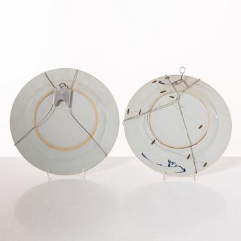 A group  of three serving dishes, a serving bowl, a cup, and seven plates, porcelain, including China 18th century.