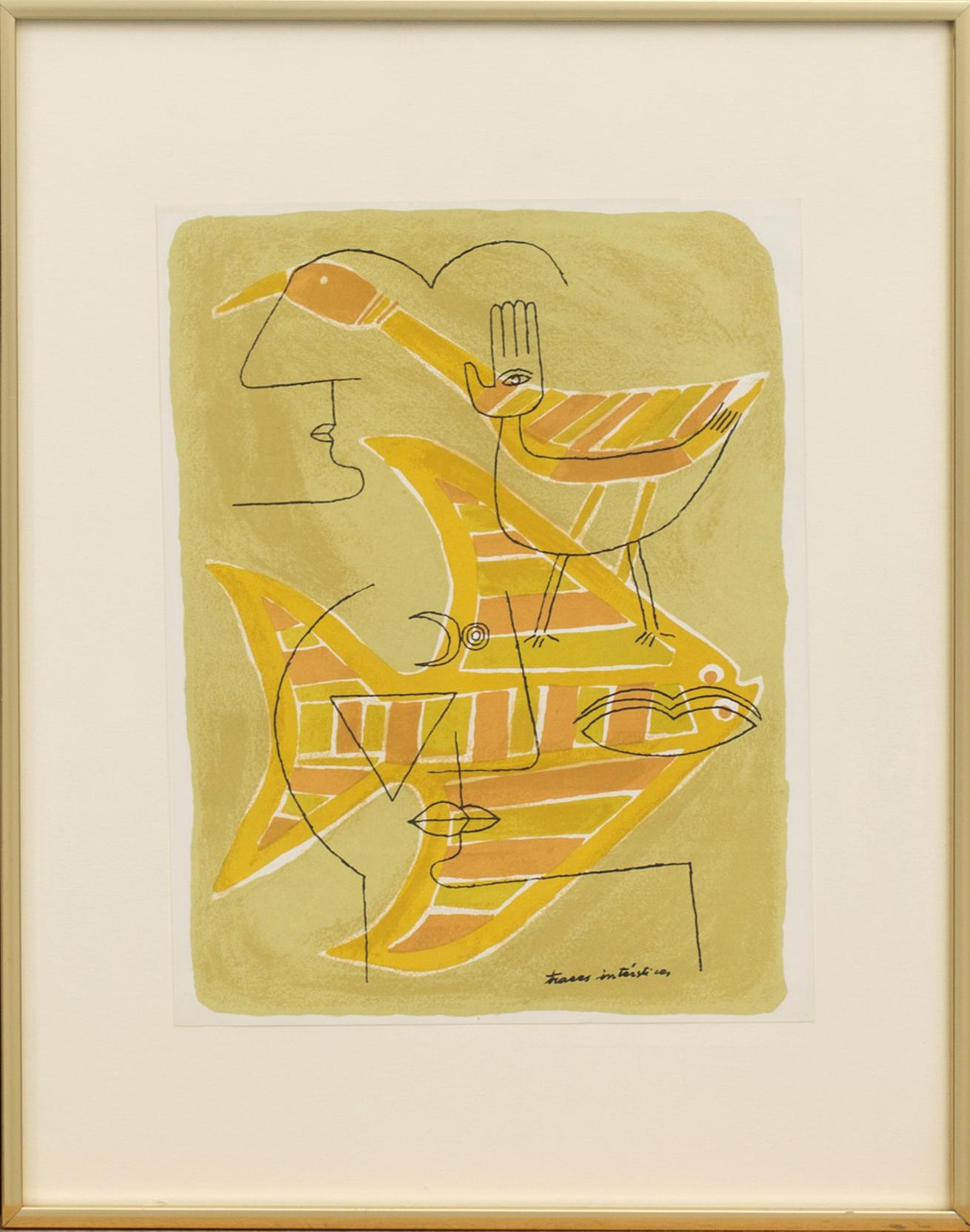 VICTOR BRAUNER, färglitografi, ur XX:e siècle nr 22 1963, tryckt hos Mourlot Paris.
