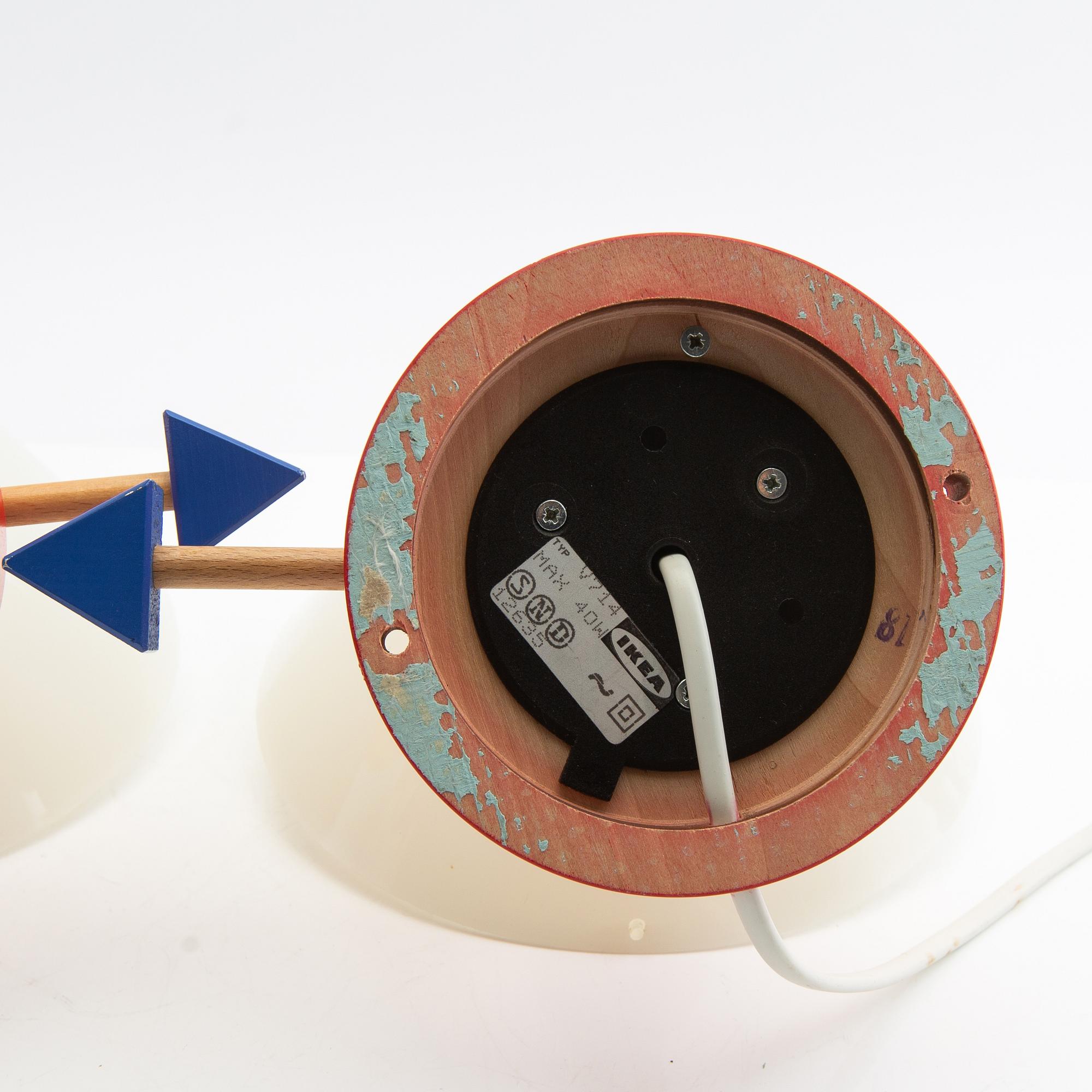 Ettore Sottsass, Wall lamps, a pair, "Stoja", IKEA, 1980s.