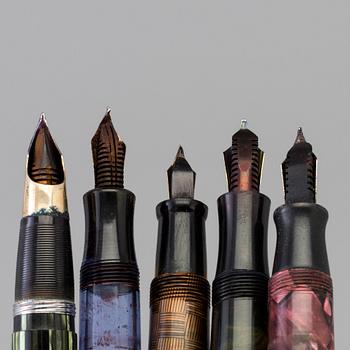 FIVE FOUNTAIN PENS, first half of the 20th century.