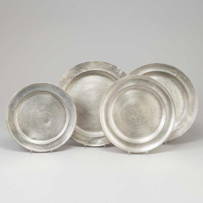A lot of four tin plates, including Johan Gustaf Ryman, (1761-1797), Stockholm.