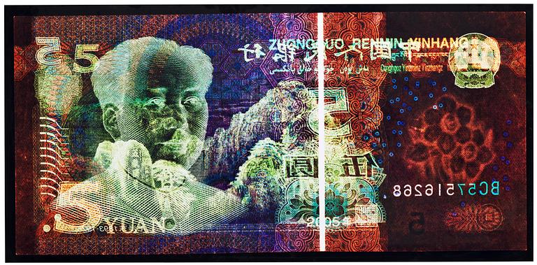 David LaChapelle, "Negative Currency, 5 Yuan used as Negative", 2010.