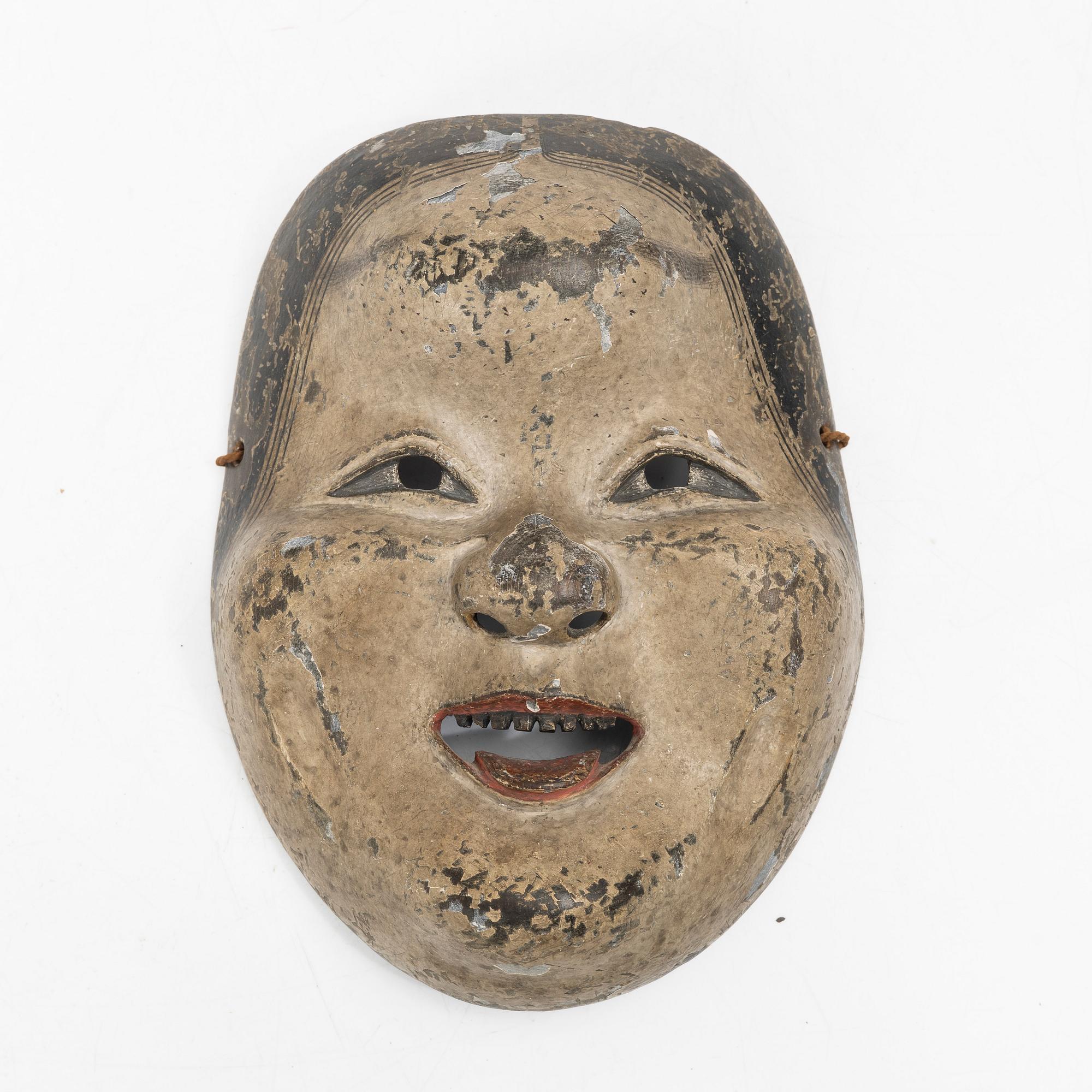 A Japanese 'Oto* or 'Otogoze' 乙 乙御前 noh mask, lacquered wood, late Edo, 19th century.