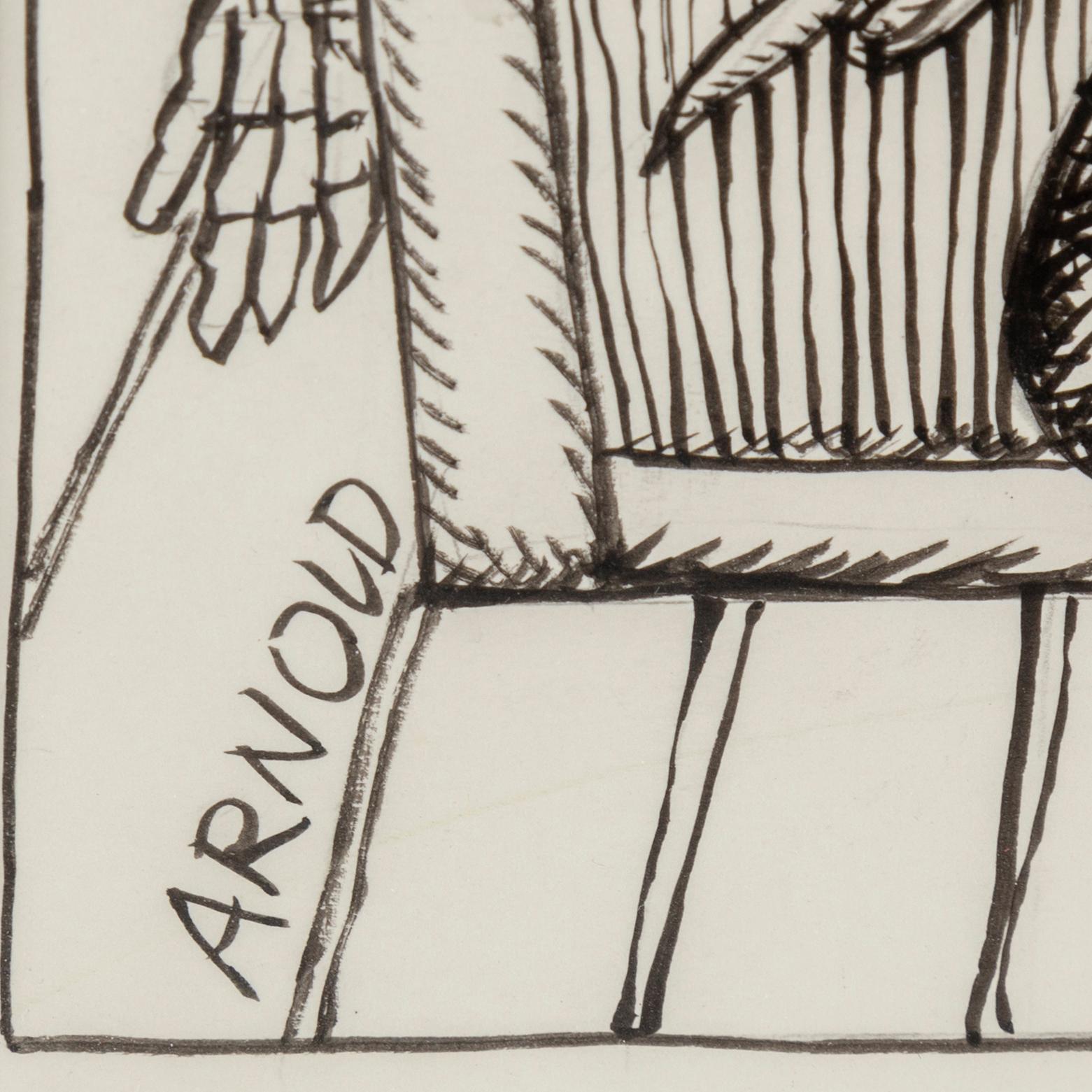 HANS ARNOLD, tusch, signerad.