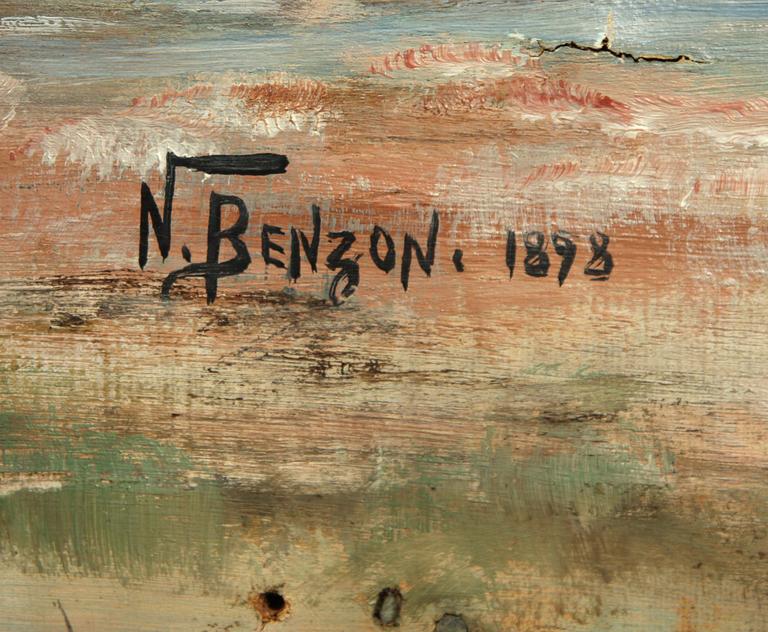 OKÄND KONSTNÄR, olja på duk, sign N. Benzon och dat 1898.