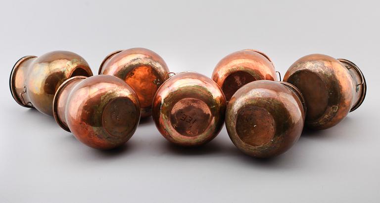 BULKRUKOR, 7 st, koppar, 1800-tal.