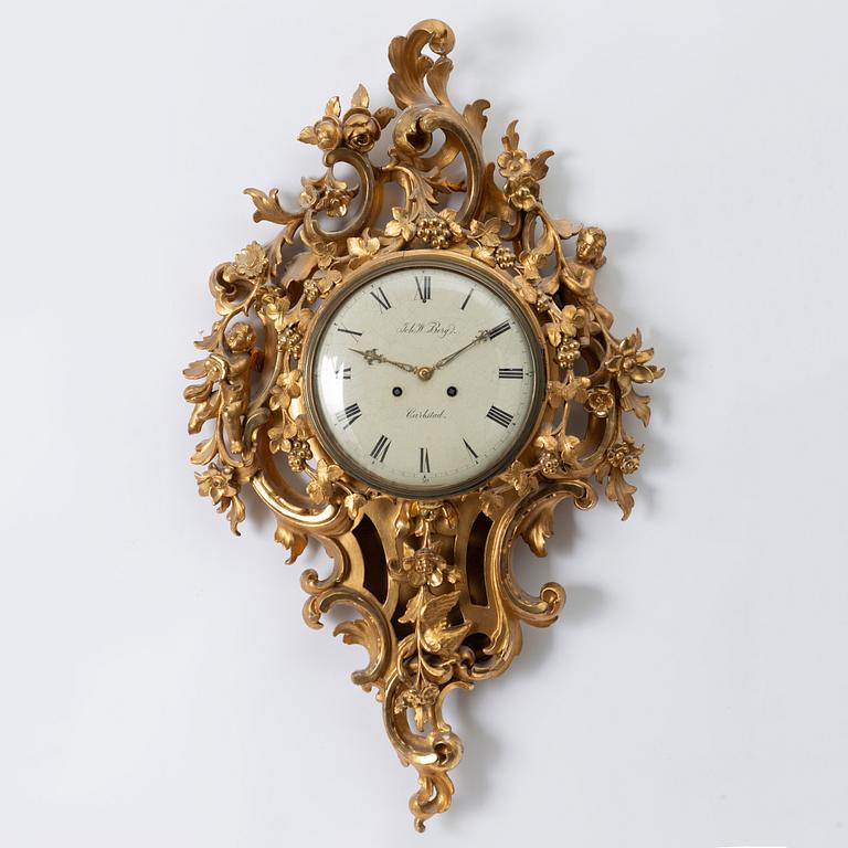 A Neo-rococo wall clock by Johan W. Berg, Karlstad, Sweden, ca. 1860.