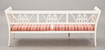 SOFFA MED STOLAR, 1+6. Sengustavianskt Lindome, 1800-talets början. Brännmärkt INS.