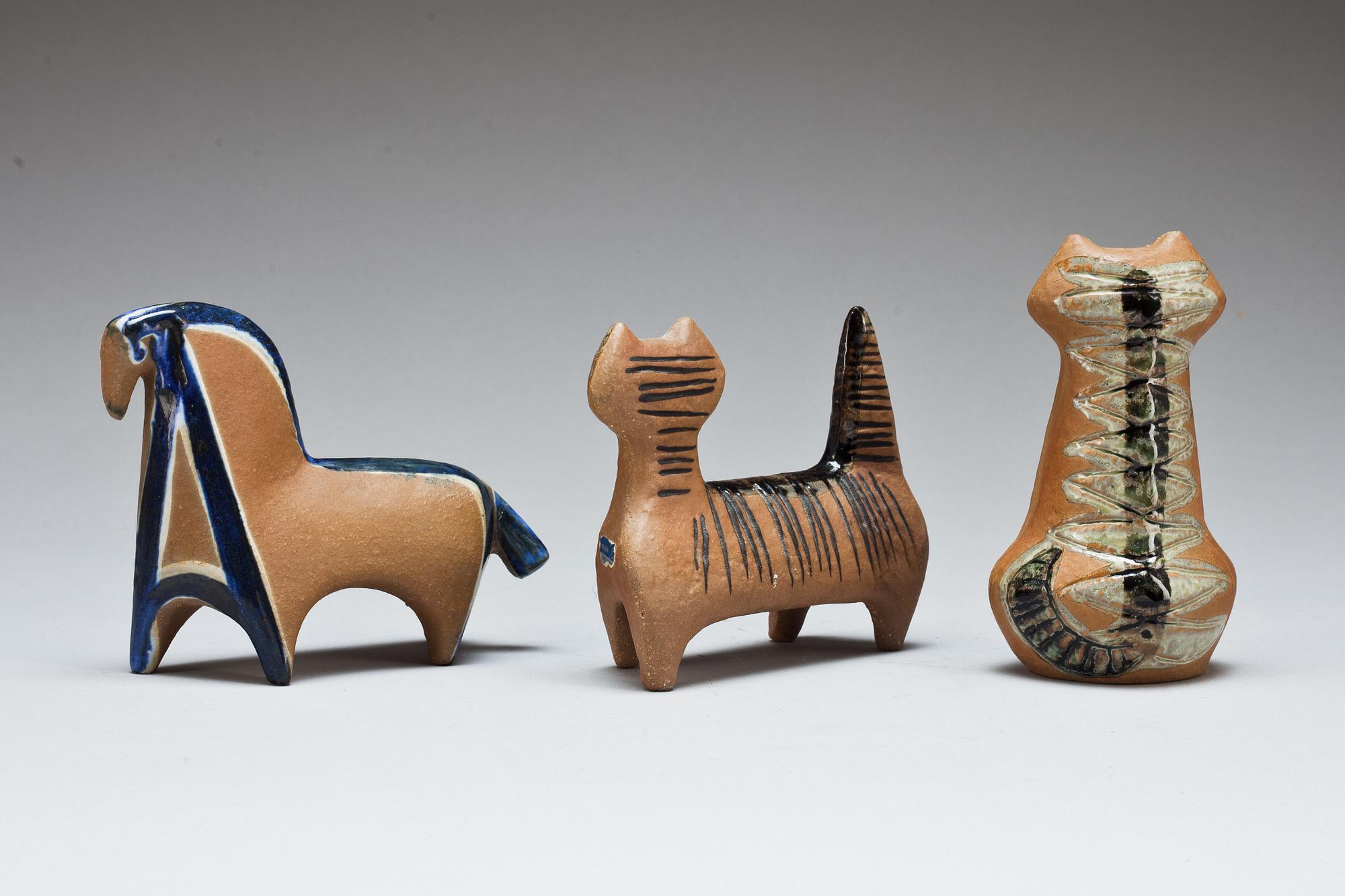 FIGURINER, 7 st, stengods, Lisa Larson, Gustavsberg.