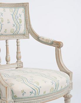 A pair of Gustavian armchairs by M Lundberg.