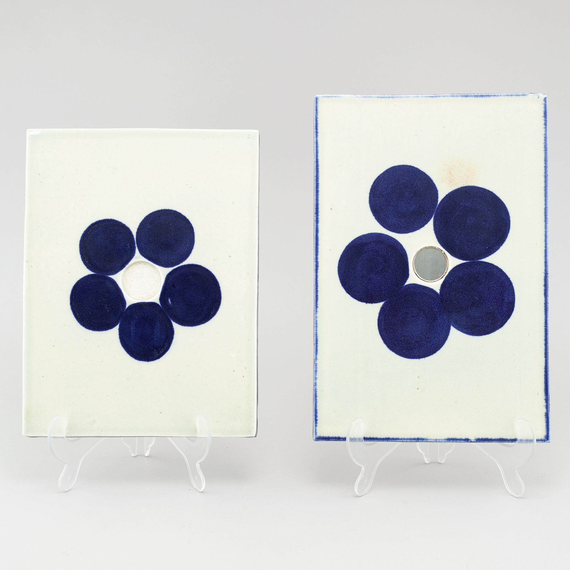 INGER PERSSON, two stoneware wall plaques, not signed.