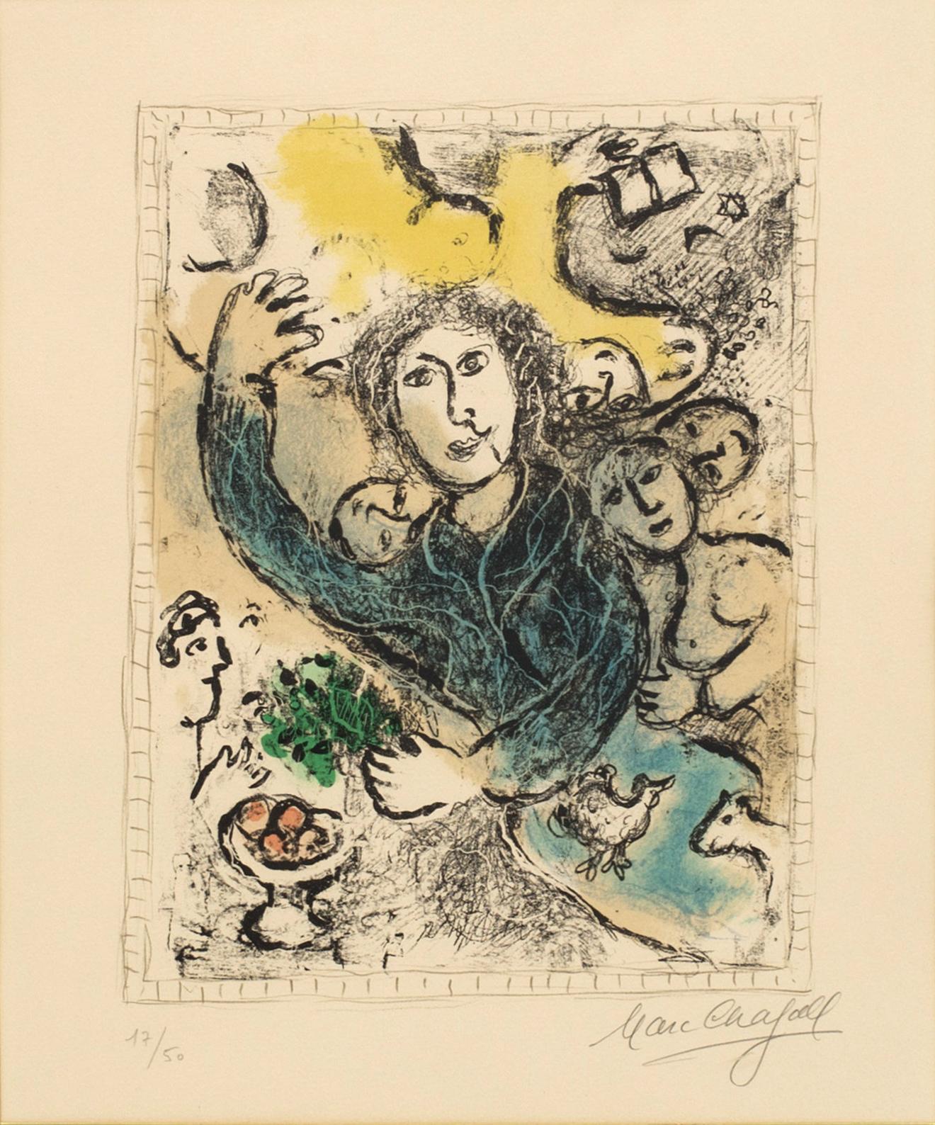MARC CHAGALL, colour lithographe, signed and numbered 17/50.