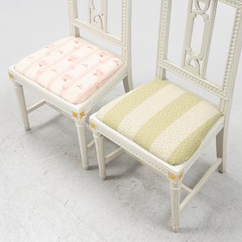 Four Gustavians chairs, end of the 18th Century.