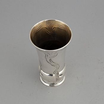 An art noveau silver vase by Carl M Cohr, Denmark, dated 1903.