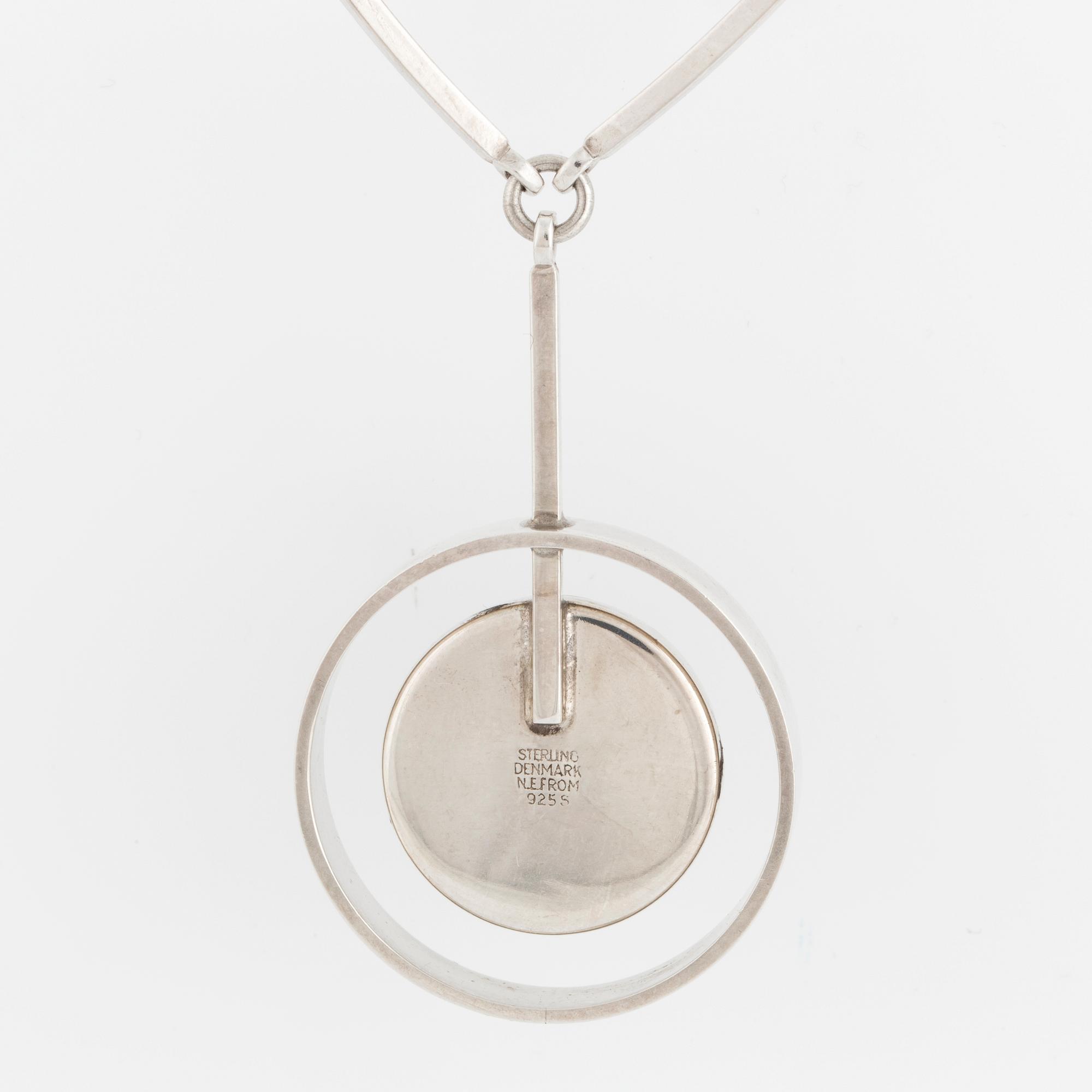 NIELS ERIK FROM, a stering silver and stone necklace, Denmark.