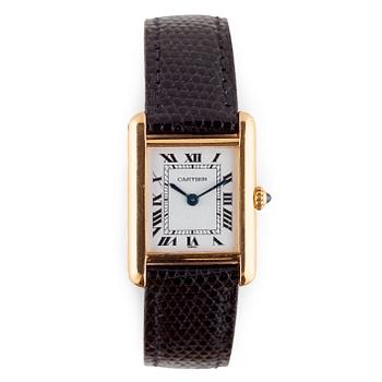 185. Cartier - Tank. Gold. Quartz. 1988. 20 x 27mm. Case no. 660010433.