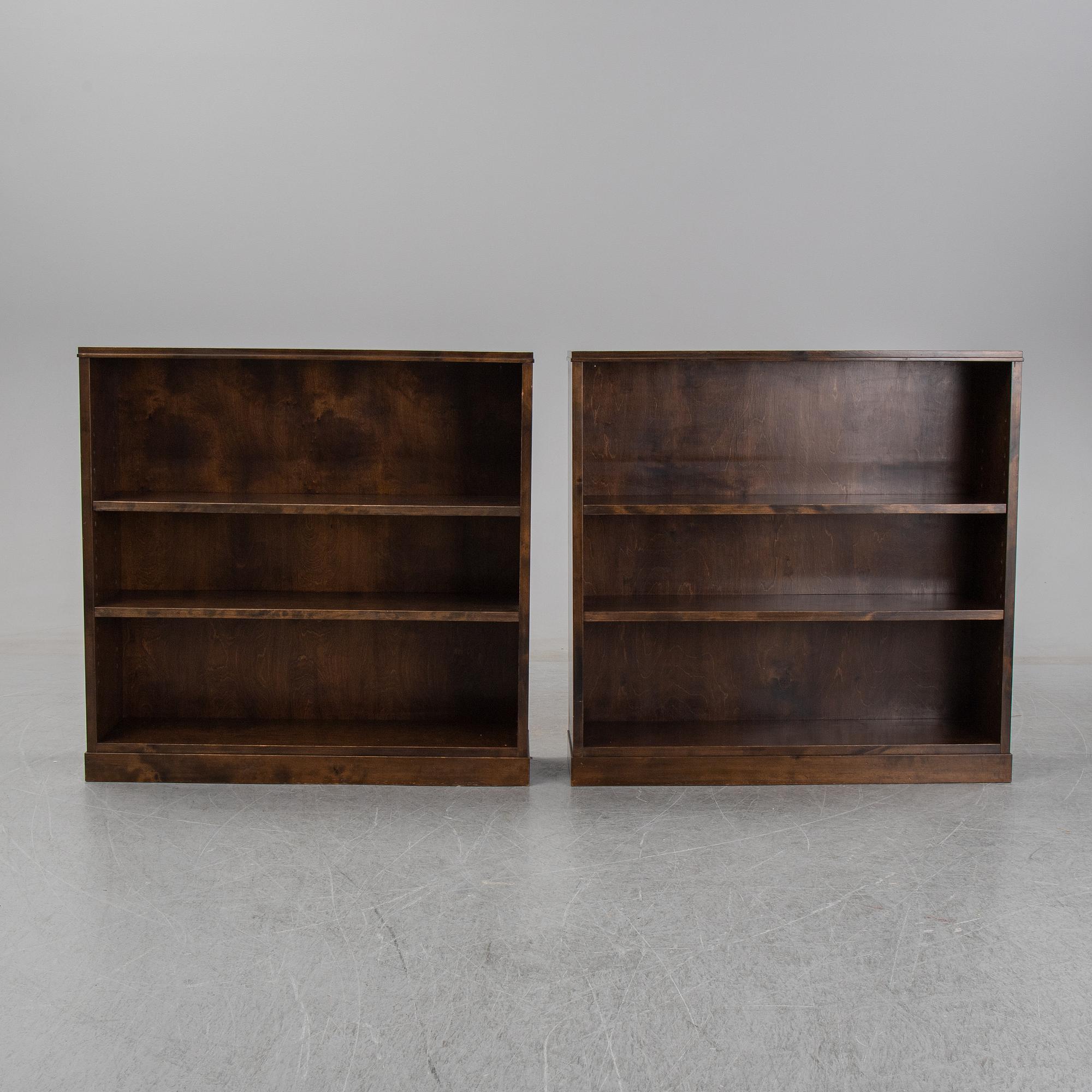 A pair of 1940's stained birch book cases.