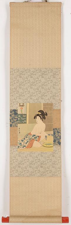 OKÄNDA KONSTNÄRER, rullmålningar 5 st. Japan, 1900-tal.
