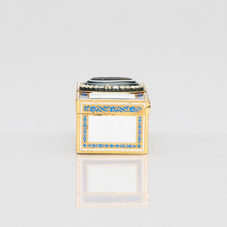 A jewelled gold and enamel box, Otto Keibel, St Petersburg 1799, Empire.