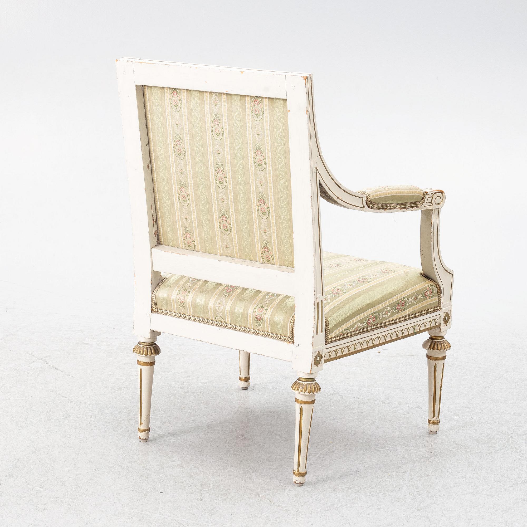 Armchair, by Ephraim Ståhl, (master in Stockholm 1794-1820). Late Gustavian.