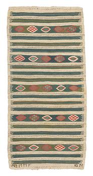 190. Barbro Nilsson, A CARPET, "Krusbär", flat weave, ca 125 x 60 cm, signed AB MMF BN.