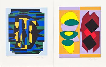 VICTOR VASARELY, mapp med 7 färgserigrafier , ION, Falaize 1989, 154/250, sign.