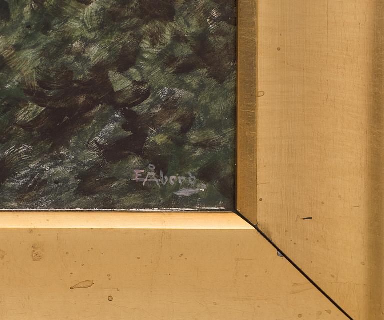 EMIL ÅBERG, oljemålning på pannå, signerad.