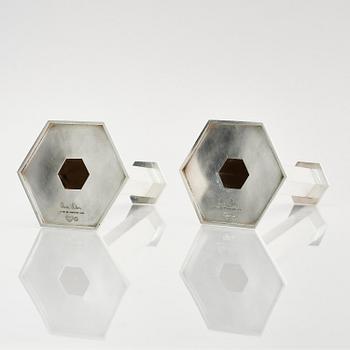Wiwen Nilsson, a pair of sterling silver candlesticks, Lund, Sweden, 1973-1974.