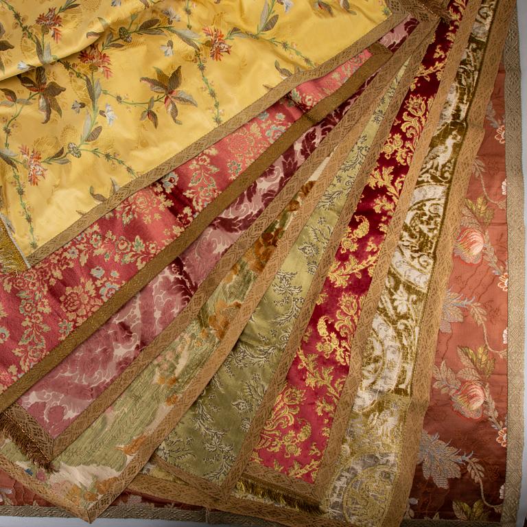 Eight 20th century first half tablecloths by Luigi Bevilaqua and Rubelli, Venice Italy.