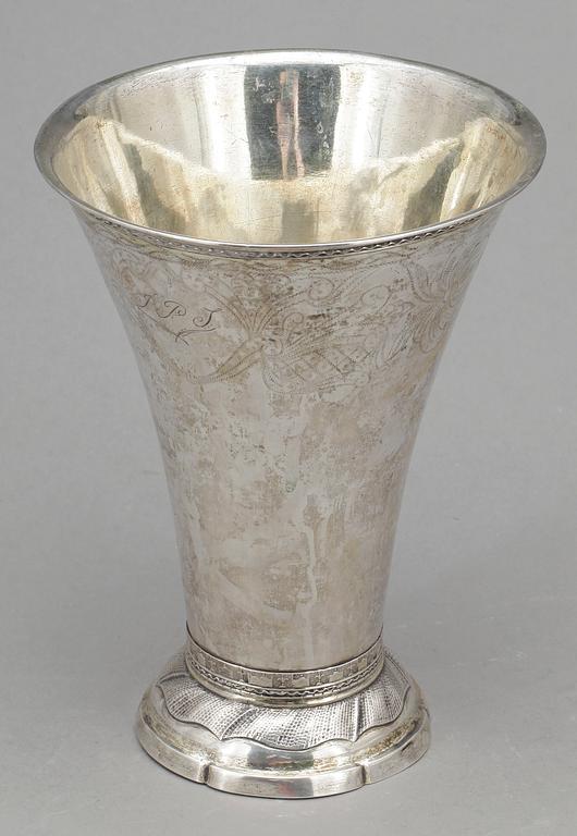 BÄGARE, silver, Johan Leffler, Falun, 1795. Vikt ca 340 gram.