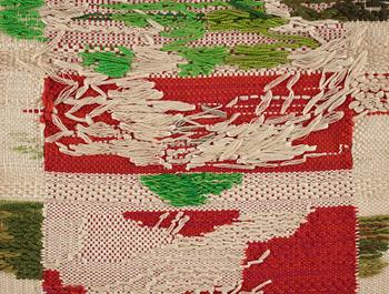 Kaisa Melanton, a textile, flat weave, ca 81,5 x 47-49,5 cm, signed HAV KM.