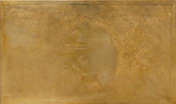 Georges Mathias coffee table whit brass top, signed, 1980's.