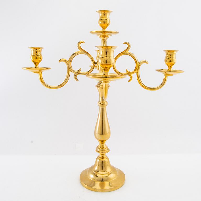 Bror Johansson Candelabrum of polished brass No. 105 for Skultuna.