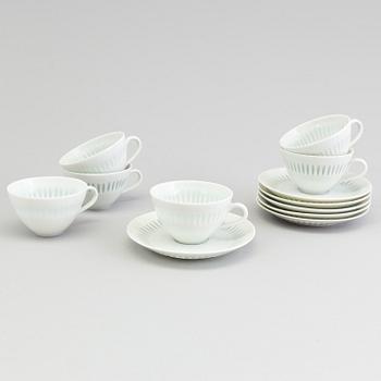 Six items of rice porcelain by Friedel Holzer-Kjellberg, signed Arabia, FHIG, Finland.
