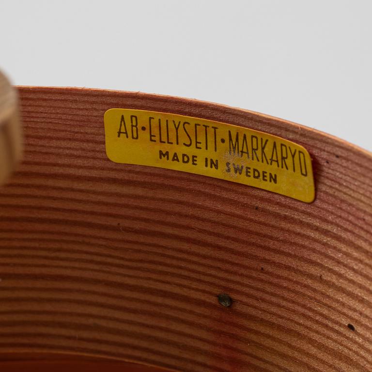 Hans-Agne Jakobsson, two pine ceiling lights, Ellysett Markaryd, later part of the 20th Century.