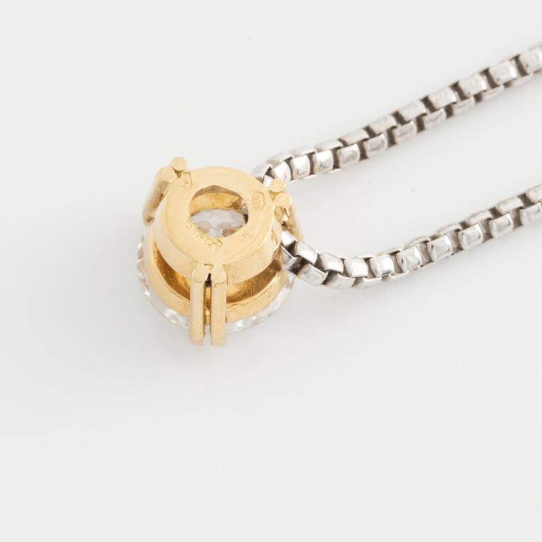 Pendant with brilliant-cut diamond, with chain.