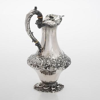 A sterling silver ewer, maker's mark of Robert W Smith, Dublin 1843.