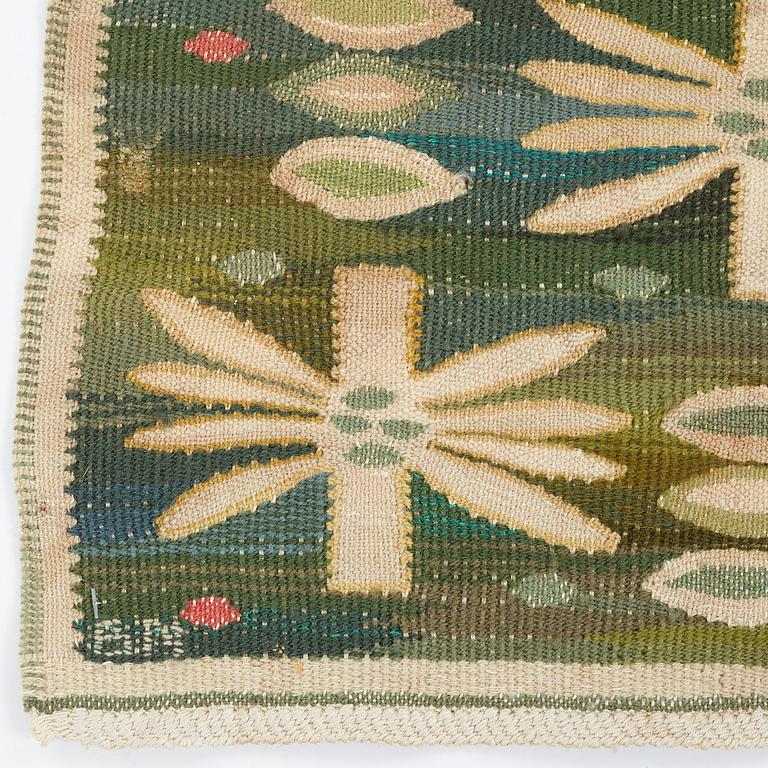 Barbro Nilsson, a textile, "Näckrosorna", tapestry weave, ca 41-42 x 45-47,5 cm, signed BN.