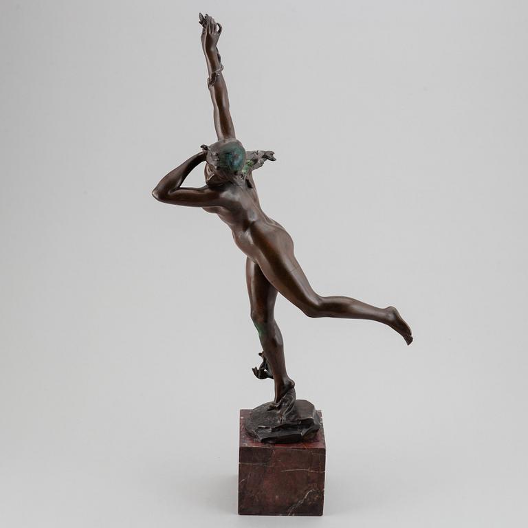 JULES DERCHEU, efter. "Daphné poursuivie par Apollon". Skulptur. Signerad. Brons, höjd 69 cm (inklusive sockel).