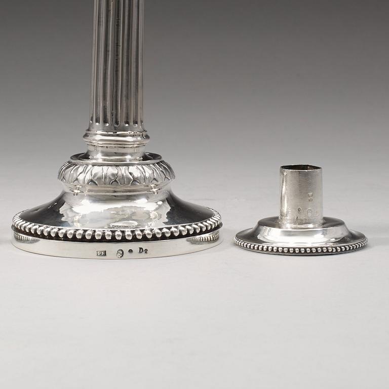 A pair of Swedish 18th century silver candlesticks, Petter Eneroth, Stockhol 1786.