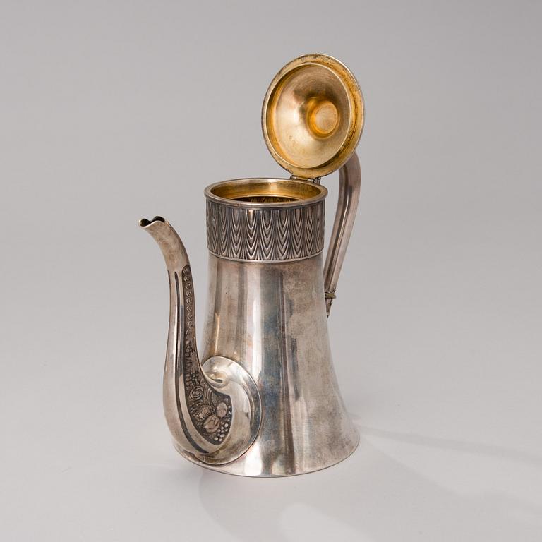 KAFFESERVIS 4 DELAR, silver, Vasily Agafonov Moskva  1908-17.