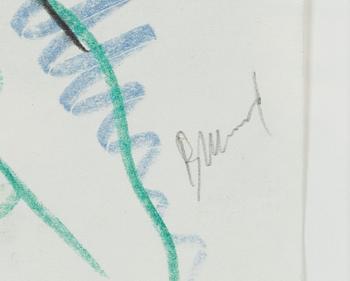 Bjarne Melgaard, chalk drawing, signed.