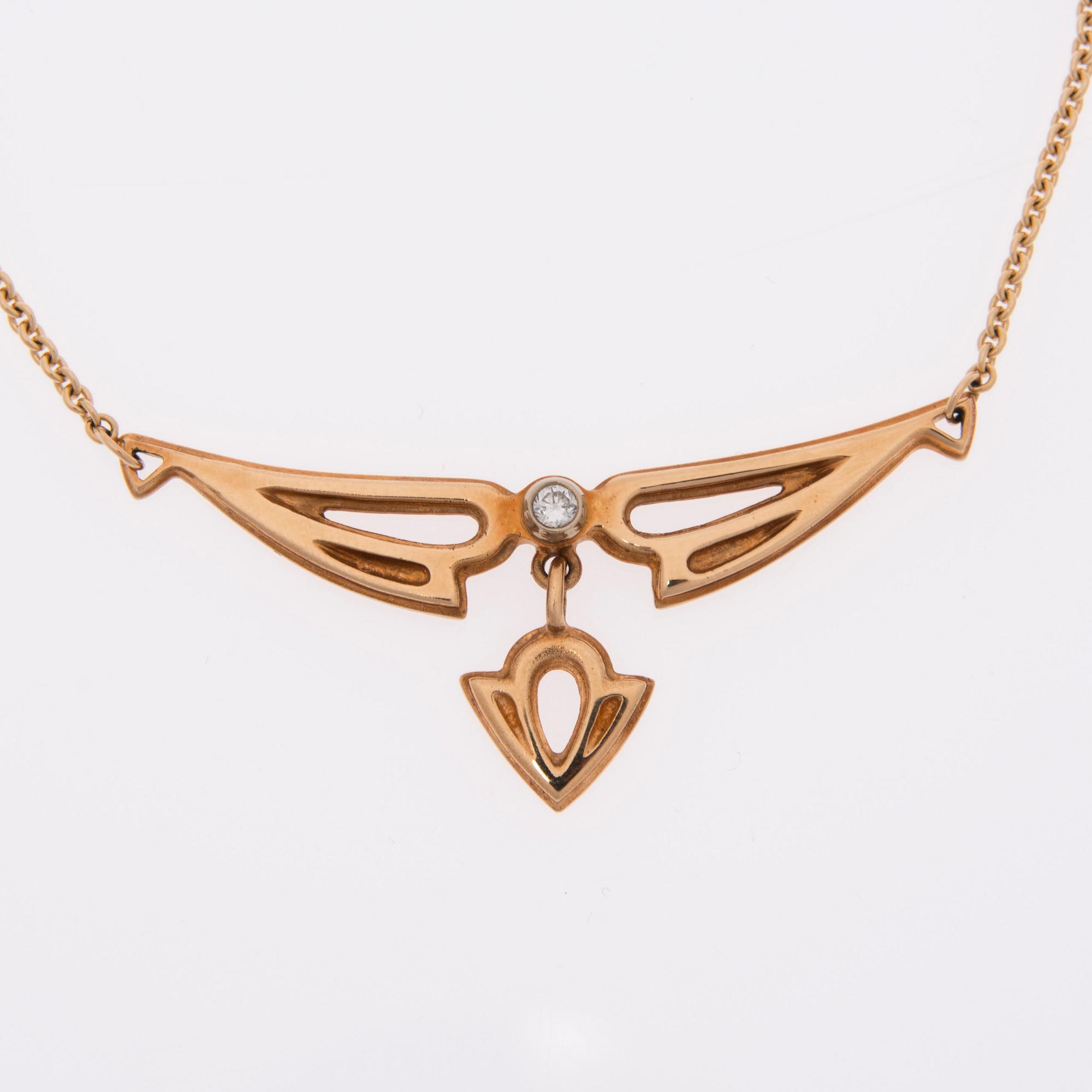 COLLIER och ÖRHÄNGEN, Tony Granholm, Kalevala Koru 2000. 14K guld, briljantslipade diamanter.