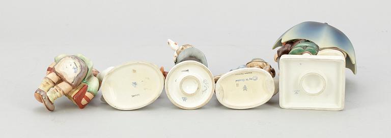 FIGURINER, 5 st, porslin, Hummel, Goebel.